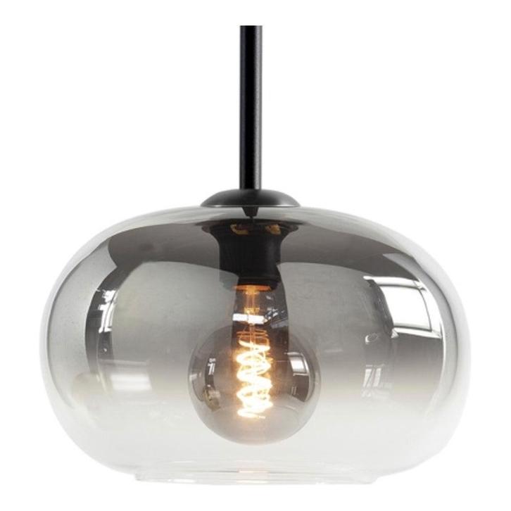 Highlight | Glazen lampenkap 31cm | Semi smoked glas, Huis en Inrichting, Lampen | Lampenkappen, 50 cm of meer, Rond, Zwart, Nieuw