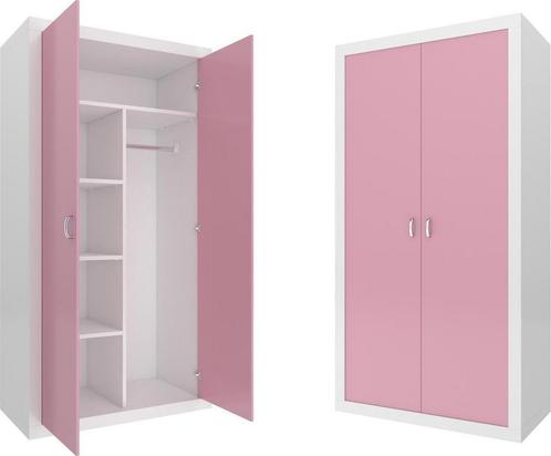 Compacte Kledingkast - 90x190x50 cm - Wit/Roze - Ideaal v..., Huis en Inrichting, Kasten | Kledingkasten, Nieuw, Ophalen of Verzenden