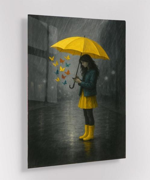 Canvas Rainy Day Dreams, Antiek en Kunst, Kunst | Schilderijen | Abstract, Ophalen of Verzenden