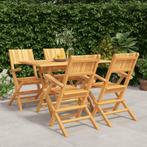 vidaXL 5-delige Tuinset massief teakhout, 4 zitplaatsen, Verzenden, Nieuw, Tuinset
