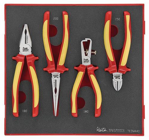 Geïsoleerde tangenset 1000V Foam2 tray 4 delig Teng Tools, Doe-het-zelf en Verbouw, Gereedschap | Handgereedschap, Ophalen of Verzenden