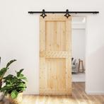 vidaXL Schuifdeur met beslag 85x210 cm massief grenenhout, Doe-het-zelf en Verbouw, Deuren en Horren, Verzenden, Nieuw