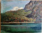 Europese school (XX) - Paesaggio di lago e montagne, Antiek en Kunst, Kunst | Schilderijen | Klassiek