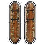 vidaXL Wandkapstokken 2 st met 4 haken massief gerecycled, Huis en Inrichting, Woonaccessoires | Kapstokken, Verzenden, Nieuw