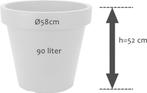 Kunststof Bloempot Wit Ø58 cm - Dubbelwandig - Hoogte 52 cm, Ophalen of Verzenden, Nieuw