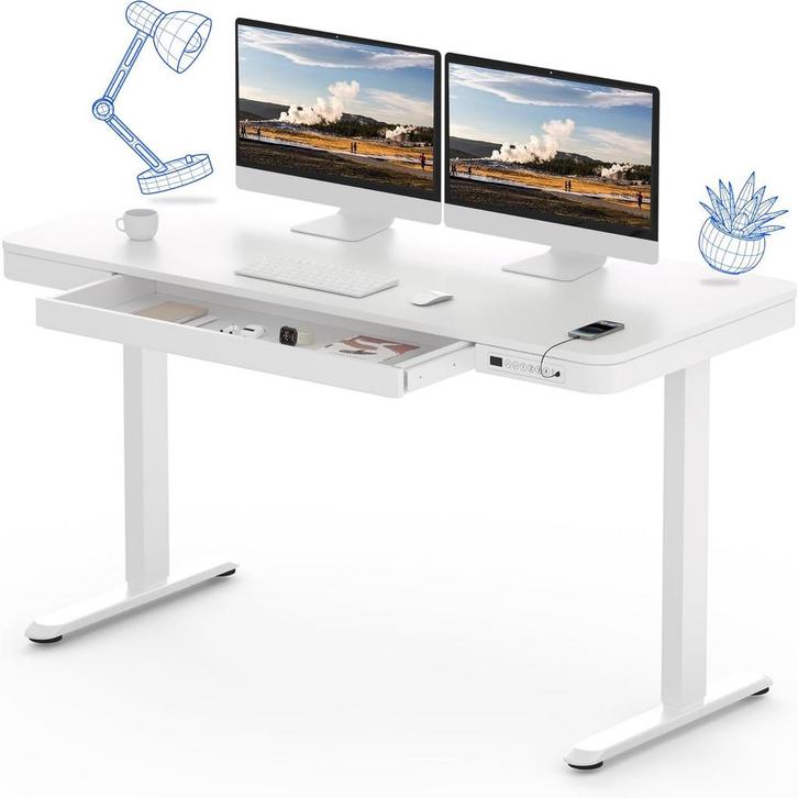 Zit sta bureau - Elektrisch - Verstelbaar - 120 x 60 cm - EW, Huis en Inrichting, Bureaus, Zo goed als nieuw, Verzenden