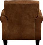 Bruine leren klassieke fauteuil - poot hout bruin - Kenia Le, Huis en Inrichting, Fauteuils, Klassiek, Nieuw, Ophalen of Verzenden