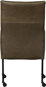 Groene leren moderne eetkamerstoel - poot rond zwart met wie, Huis en Inrichting, Stoelen, Nieuw, Leer, Ophalen of Verzenden, Eén