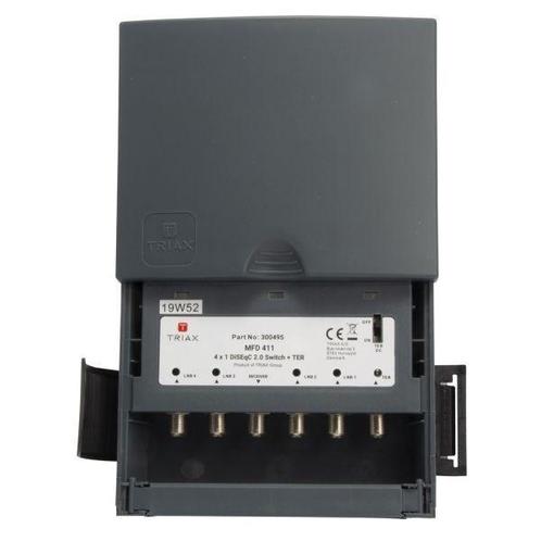 Triax DiSEqC switch 4/1 MFD 411 inclusief behuizing, Computers en Software, Netwerk switches, Nieuw, Ophalen of Verzenden