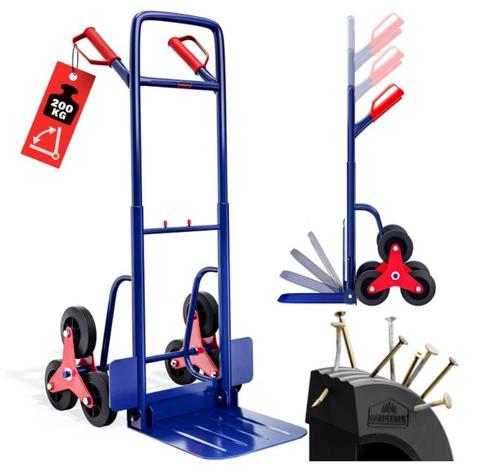 Trappen Steekwagen Blauw Rood Staal 65x47x115cm 200kg, Doe-het-zelf en Verbouw, Transportwagens, Nieuw, Verzenden