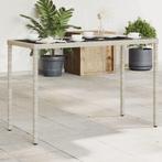 vidaXL Tuintafel met glazen blad 115x54x74 cm poly rattan, Verzenden, Nieuw