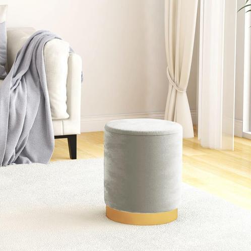 vidaXL Hocker met opbergruimte rond fluweel lichtgrijs, Huis en Inrichting, Stoelen, Grijs, Nieuw, Verzenden