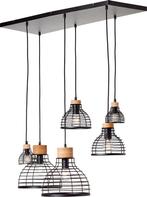 Brilliant Avia - Hanglamp - E27 max 6x40W - Zwart/Houtkleur, Verzenden, Nieuw