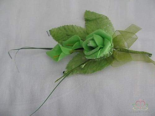 Corsage van foam Roosje en Callas + blaadjes Groen Maatwerk, Hobby en Vrije tijd, Knutselen, Nieuw, Ophalen of Verzenden