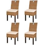 vidaXL Eetkamerstoel 4 st kubu rattan mangohout, Huis en Inrichting, Stoelen, Verzenden, Nieuw, Bruin