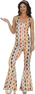 Disco 70S Jumpsuit Gekleurd Dames, Verzenden, Nieuw