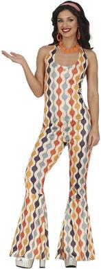 Disco 70S Jumpsuit Gekleurd Dames, Kleding | Dames, Carnavalskleding en Feestkleding, Verzenden, Nieuw