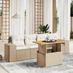 vidaXL 5-delige Loungeset met kussens poly rattan beige, Tuin en Terras, Tuinsets en Loungesets, Verzenden, Nieuw, Rotan, Loungeset