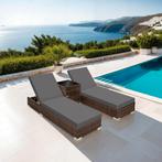 2 wicker ligbedden met aluminium frame en tafel, inclusief b, Tuin en Terras, Tuinsets en Loungesets, Verzenden, Nieuw