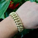 18 Krt. Gouden gourmet schakel armband | 21 cm, Sieraden, Tassen en Uiterlijk, Armbanden, Ophalen of Verzenden, Gebruikt, Overige kleuren