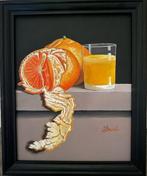 Ben Oude Breuil (1949) - Gepelde sinaasappel en glas jus, Antiek en Kunst