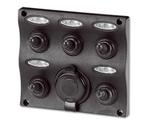 Schakelpaneel 12V 5 Schakelaars + Stopcontact, Ophalen of Verzenden, Nieuw, Zeilboot of Motorboot