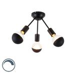 Plafondlamp zwart 3-lichts incl. G95 kopspiegel - Sputnik, Nieuw, Overige materialen, Modern