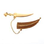 18 Krt. Gouden broche van Arabische dolk (mes, dolk broche), Ophalen of Verzenden, Gebruikt, Overige kleuren, Goud