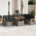 vidaXL 7-delige Loungeset met kussens poly rattan acacia, Verzenden, Nieuw, Loungeset