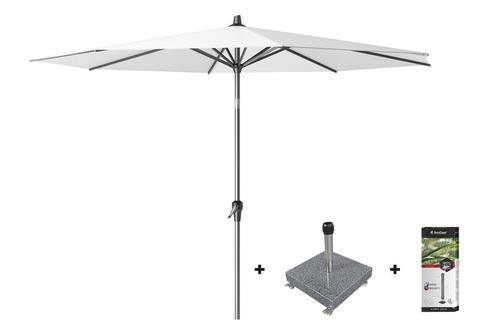 Platinum Riva stokparasol 3 m. rond - White met voet en hoes, Tuin en Terras, Tuinsets en Loungesets, Nieuw, Overige materialen
