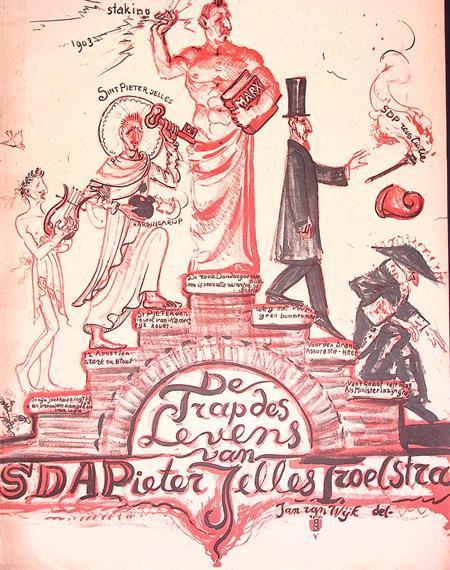 Spotprent over Pieter Jelles Troelstra in de politiek, Antiek en Kunst, Kunst | Litho's en Zeefdrukken, Verzenden