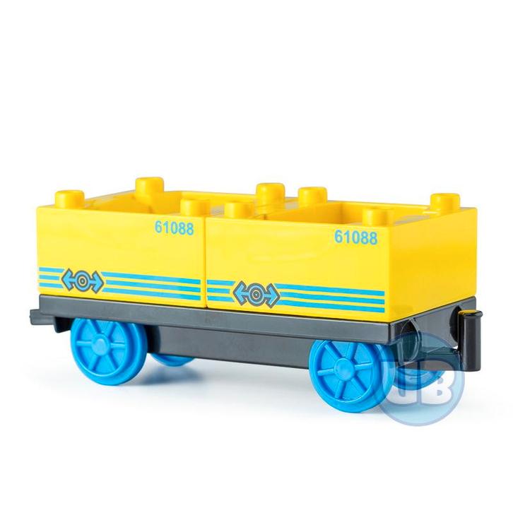 Trein wagon onderstel met gele containers, Kinderen en Baby's, Speelgoed | Bouwstenen, Nieuw, Verzenden