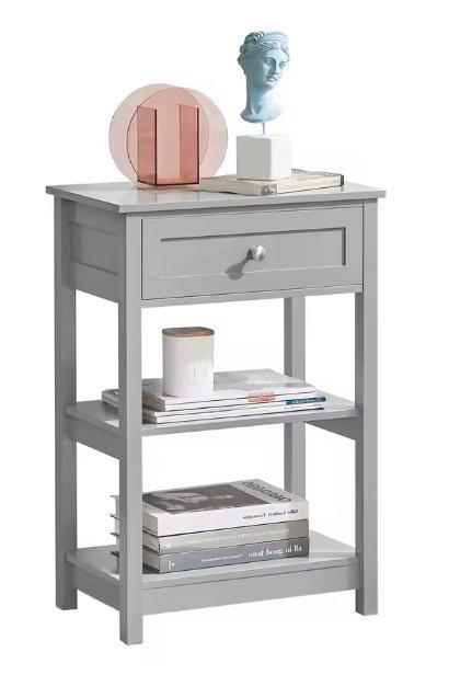 Bijzettafel met Lade en 2 Planken – MDF Nachtkastje Modern, Huis en Inrichting, Tafels | Sidetables, Nieuw, Verzenden