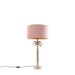 Art Deco tafellamp goud met velours roze kap 35 cm - Areka, Huis en Inrichting, Lampen | Tafellampen, Nieuw, 50 tot 75 cm, Art Deco
