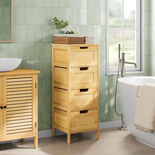 Bamboe Badkamerkast met Laden 30x30x80cm – 100% Natuurlijk, Huis en Inrichting, Badkamer | Badkamermeubels, 25 tot 50 cm, Nieuw