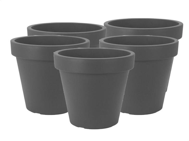 Set van 5 stuks Kunststof Bloempot Antraciet Ø48cm, Tuin en Terras, Bloempotten, Ophalen of Verzenden