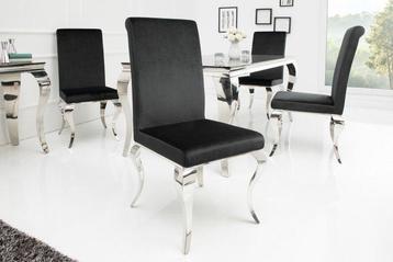 Elegante stoel MODERN BAROK zwart fluwelen stoelpoten van