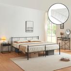 Metalen bed Laos met bedbodem en matras zwart 180x200 cm, Verzenden, Nieuw