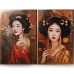 Ksavera - Japanese gold geisha DS0666 - canvas - diptych