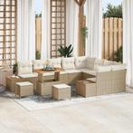 vidaXL Tuin Sofa Set met kussen 12 pcs Beige Poly riet, Verzenden, Nieuw, Rotan