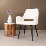 Eetkamerstoel met armleuning | Boucle | Ivoor | DS4U Lenon, Huis en Inrichting, Stoelen, Ophalen of Verzenden, Nieuw