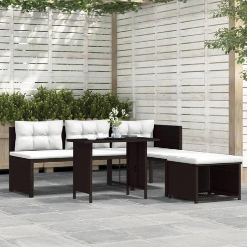 vidaXL 4-delige Loungeset poly rattan bruin, Tuin en Terras, Tuinsets en Loungesets, Loungeset, Nieuw, 4 zitplaatsen, Rotan, Verzenden