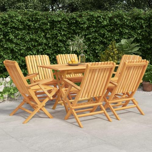 vidaXL 7-delige Tuinset massief teakhout, Tuin en Terras, Tuinsets en Loungesets, Tuinset, Nieuw, 6 zitplaatsen, Hout, Verzenden
