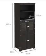 Keukenkast Zwart 60×30×162 cm met Glasdeur en Open Planken, Huis en Inrichting, Verzenden, Nieuw