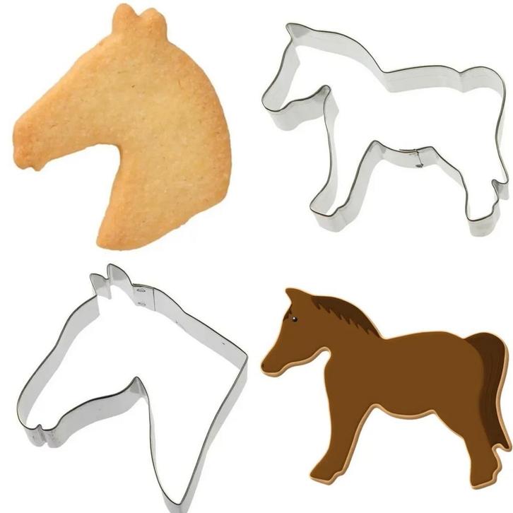 Paarden koekjes vormen set 4-delig, Hobby en Vrije tijd, Taarten en Cupcakes maken, Taarten of Cupcakes, Nieuw, Bakvorm, Verzenden