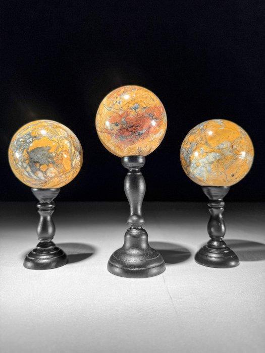 Geen minimumprijs - Prachtige set van 3 gele Maligano Jasper, Antiek en Kunst, Kunst | Designobjecten