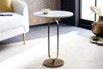 Ronde bijzettafel ELEGANCE 60cm witgoud antiek marmer metaal, Huis en Inrichting, Tafels | Sidetables, Ophalen of Verzenden, Nieuw