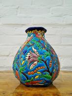 Émaux de Longwy - Vaas - 6-hoekige Art Deco vaas met, Antiek en Kunst, Antiek | Glas en Kristal