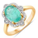 Ring - 14 karaat Geel goud - 2.15ct. tw. Smaragd - Diamant, Nieuw