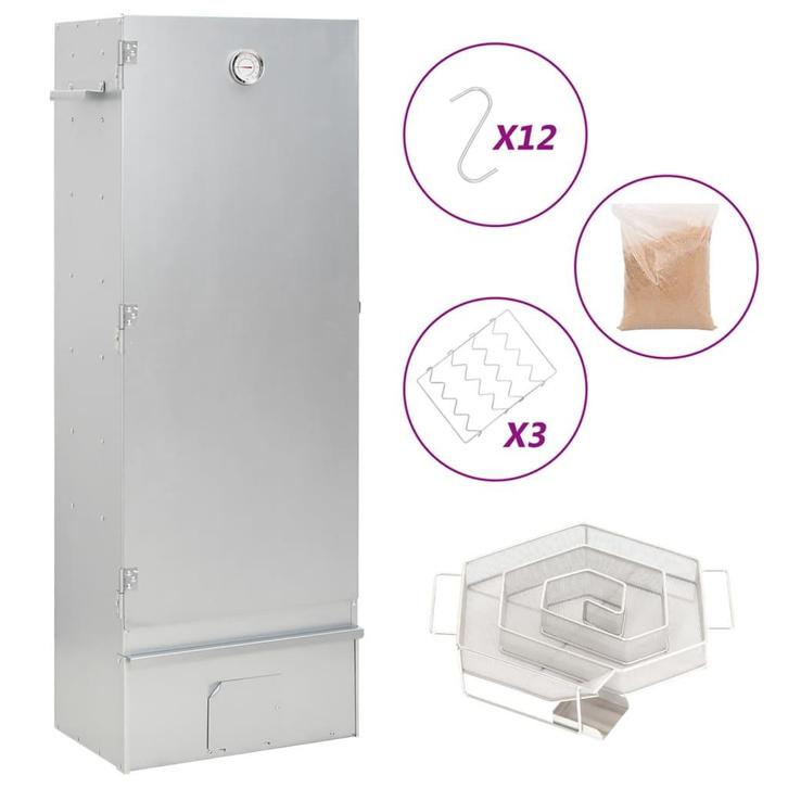 vidaXL BBQ-rookoven met koude rookgenerator gegalvaniseerd, Tuin en Terras, Houtskoolbarbecues, Nieuw, Verzenden